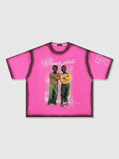 Street Life Camiseta holgada de verano con gráfico de retrato casual para hombres