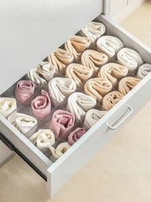 4 件可调节透明塑料抽屉隔板收纳盒，适用于化妆品内衣袜子家庭办公室整理秋季装饰卧室装饰 DIY 网格隔断柜收纳柜衣柜隔板 - 無色 - 查看 1