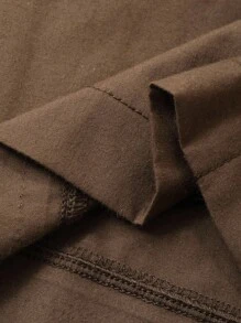 FRIFUL 女式棉麻混纺宽松蝴蝶结前抽绳休闲长袖衬衫上衣，秋季棕色衬衫女式棕色系带前衬衫大地色衬衫女式棕色衬衫棕色上衣 - 棕色 - 查看 8