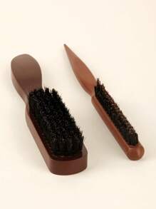 SHEIN 1/2 件套，油梳和发梳，纯色，男士油发胡须刷实木长柄胡须刷鬃毛清洁刷 - 彩色 - 查看 9