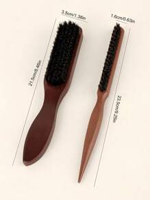 SHEIN 1/2 件套，油梳和发梳，纯色，男士油发胡须刷实木长柄胡须刷鬃毛清洁刷 - 彩色 - 查看 5