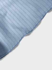 SHEIN Clasi Women's Minimalist Textured Front Button Ruffle Hem Dress, Summer - Blue - View 5