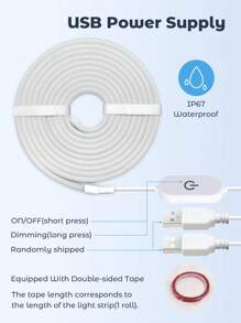 Teckwe 1m/2m/3m/4m/5m USB Touch Sensitive Color Changing Dimmable LED Neon Rope Strip Light, Flexible Backlight Lamp For Decoration, Makeup Mirror, Bathroom - White - View 9