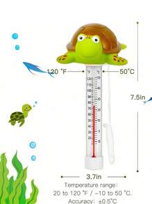 Termómetro flotante de tortuga de gran tamaño, fácil de leer la temperatura del agua para piscinas y spas al aire libre e interiores