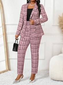 Fleurora 2025 New Autumn And Winter Elegant Pink Knitted Lapel Button Long Sleeve Plus Size Fluffy Coats Fall Clothes For Women - Pink - View 4