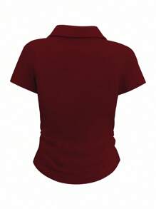 SHEIN EZwear Women's Solid Color Short Sleeve Slim Fit Casual T-Shirt, Fashionable