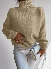 Cloudara Turtleneck Raglan Sleeve Jumper - Khaki - View 6