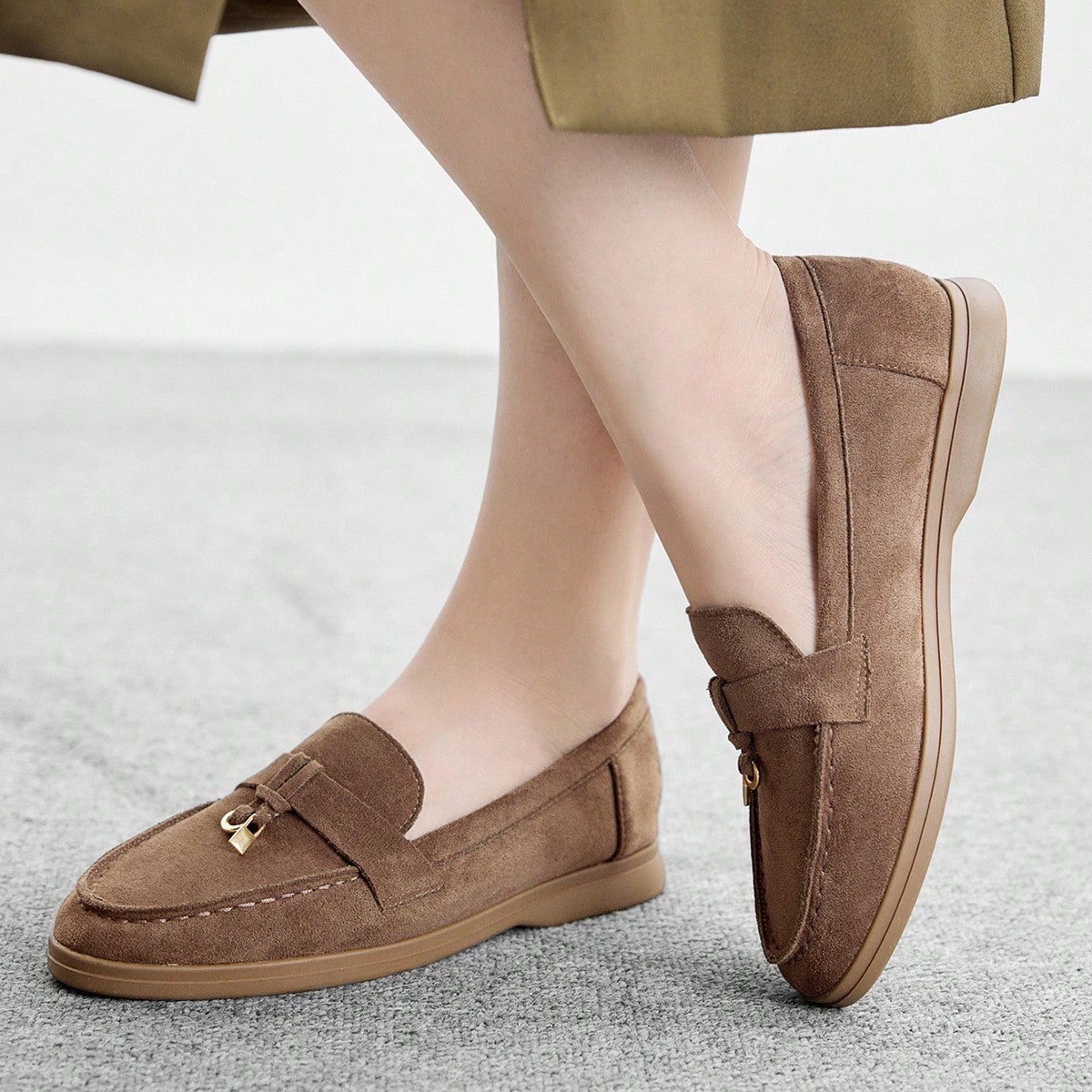 Cómodas y elegantes mocasines color camello para mujer, adecuados para ir al trabajo, actividades al aire libre, compras y uso diario