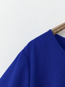 Rusticease 大码短袖连衣裙，夏季时尚 - 寶藍色 - 查看 7