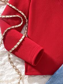 Sparklyn Tween Girl 2 In 1 Ruffle Trim Shirt And Cherry Embroidered Denim Pleated Skirt Set Fall Winter