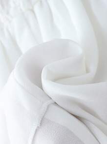 Girls' Sleeveless White Woven Top With Ruffle Trim & Layered Chiffon Skirt Dress, Suitable For Summer Daily Wear, Outings, Vacations, Parties - White - View 3