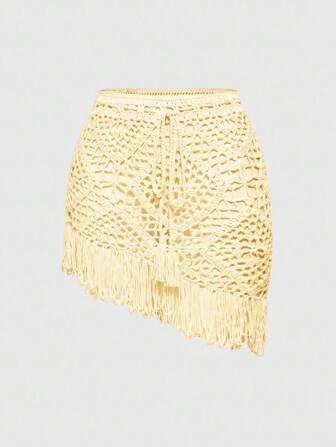 Fairycore Falda de estilo vacacional con borlas hecha a mano en estilo Fairycore para mujer