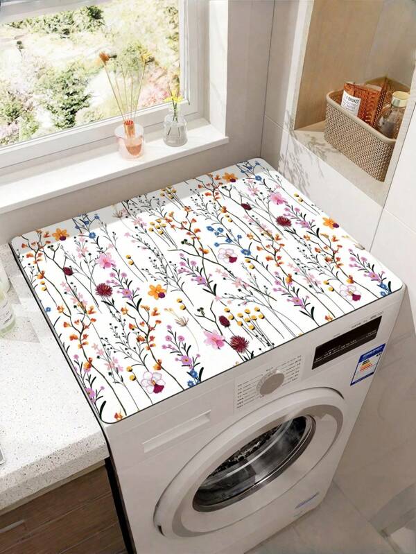 SHEIN 1 pieza Estilo simple y fresco Plantas y flores Cubierta antipolvo para lavadora, Alfombrilla absorbente para encimera, Alfombrilla absorbente y de secado rápido para refrigerador, Cubierta antipolvo para microondas, Almohadilla de barro de diatomeas suave y de drenaje, Almohadilla de secado antideslizante y resistente al desgaste para lavar platos, Cubierta moderna para lavadora y secadora, Adecuado para lavandería, cocina, escuela, oficina, hogar, viaje, bolsa, organizador, almacenamiento