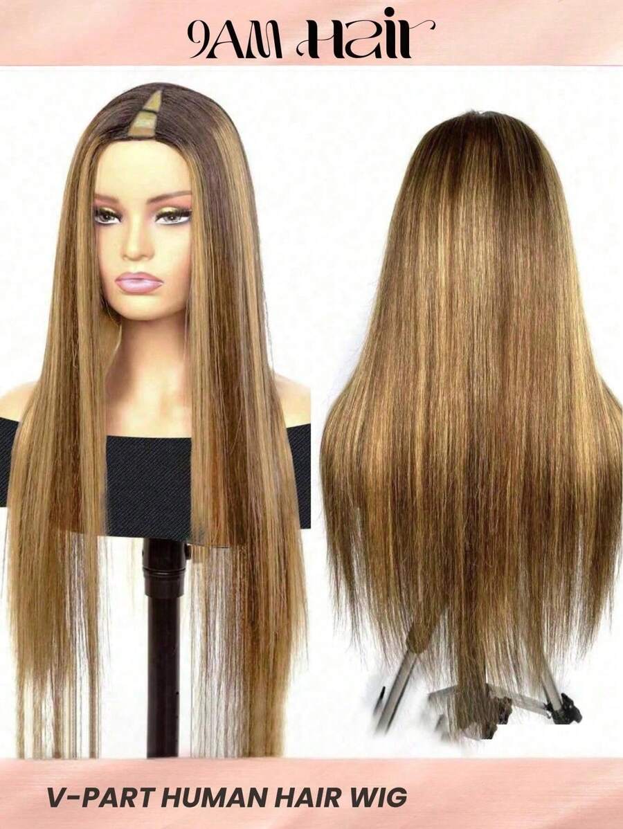 Straight V Part Human Hair Wig Upgrade Wig Piano Color Wigs Highlight Color - S4/27 - View 1