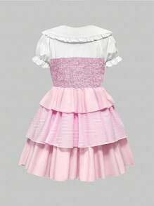 ROMWE Kawaii 大码女式蝴蝶结装饰泡泡袖迷你连衣裙