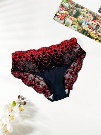 SHEIN 1 pieza Tanga sexy de encaje y parches en talla grande