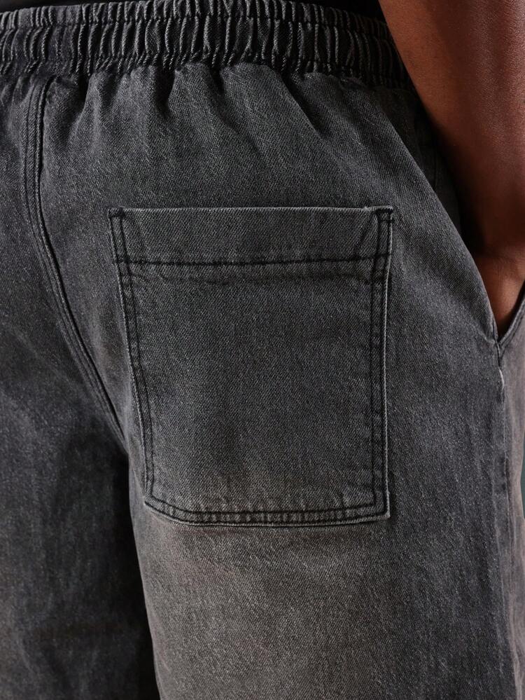 Wide Leg Denim Jorts With Drawstring Waist