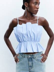 Maija 2025 优雅简约无袖短款上衣，适合毕业、返校、正式活动、商务休闲、户外穿着，可爱的衬衫