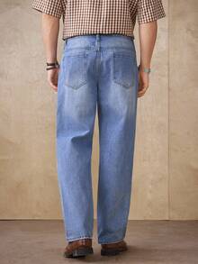 RivetRise Jeans dritti da uomo di colore blu chiaro consumati