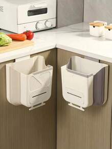 SHEIN 1件装折叠家用垃圾桶厨柜门式垃圾桶家庭厨房垃圾分类浴室卫生间收纳纸篓 - 彩色 - 查看 6