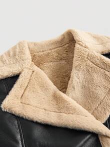 SHEIN MOD Fashionable Casual Faux Thermal Lined Jacket, Autumn/Winter - Black - View 3