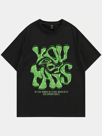 Street Life T-shirt à manches courtes décontracté avec imprimé slogan, été