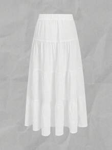 Girlism Tween Girls' Casual Vacation Tie-Waist Skirt, Suitable For Summer, Suitable For Vacation - White - View 2
