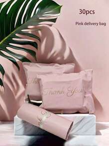 30个新材料粉色感谢普通袋，现代运输多用途防水袋，办公室，学校服装包装电子商务物流快递包装袋自粘袋防水袋粉色，毕业季教师礼物，趣味礼物婚礼季包装礼品袋生日派对团队包装。适用于办公室装饰办公用品 - 粉色 - 查看 8