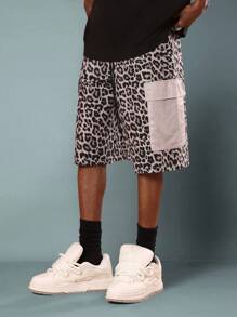 SUMWON Short à large jambe imprimé animal avec poches en mesh. Pantalon cargo ample style utilitaire pour le skateboard, la mode urbaine, les festivals, les concerts et les soirées - Multicolore - Voir 3