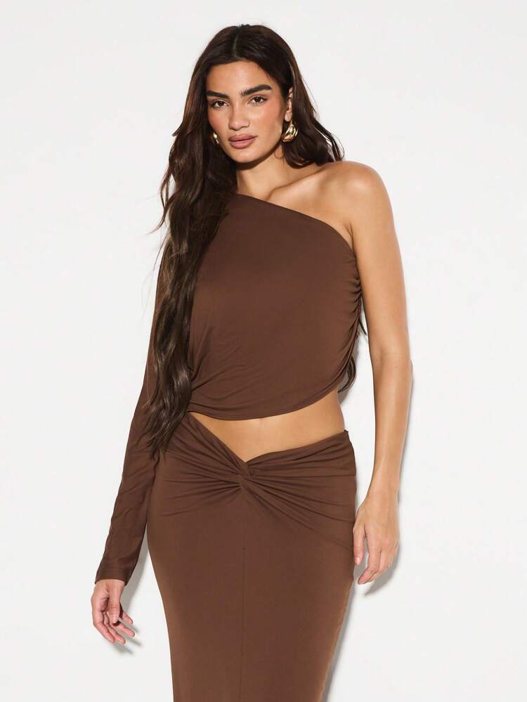 KIZN One Shoulder Maxi Dress With Cut Out Waist Design