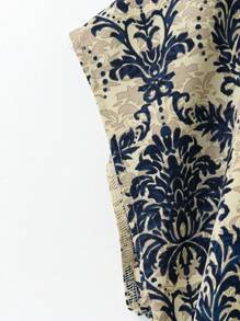 Rusticease Plus Size Holiday Casual Bat Wing Print Shirt And Pants 2pcs Set - Navy Blue - View 5