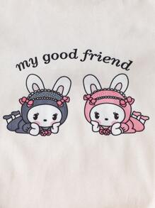 Young Girl Summer Cute Cartoon Anime Pajamas Set, Short Sleeve Top & Shorts, Sweet Princess Style Girls Home Clothes, 2025 New Arrival, Comfortable Cute Pajama Set For Girls Girls Sleep Wear Cute Pjs Sets For Girls Bunny Pajama Set Pink Pajama Set For Girls