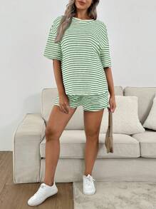 SHEIN 孕妇装两件套女士夏季套装女士套装夏季女式两件套服装 - 綠色 - 查看 7