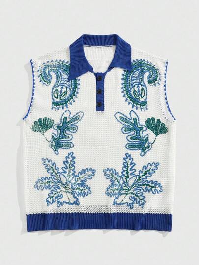 Street Life Herren Retro Bedruckter Strick Poloshirt