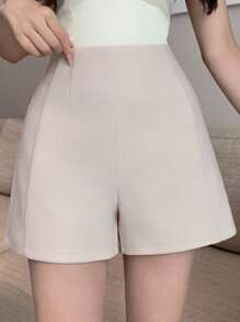 DAZY Women's Solid Color Straight Leg Shorts, Autumn - Apricot - View 3