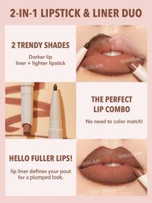 SHEGLAM LáPiz Labial Y Delineador Glam 101 Duo-Deep Caramel 2 En 1 Delineador De Labios Mate De Doble Punta LáPiz Labial Altamente Pigmentado Larga DuracióN Suave FáCil De Usar Maquillaje De Labios Navidad Invierno Delineador De Labios MarróN Rosa GraduacióN CumpleañOs Vacaciones Verano OtoñO Y2K Elegante Moda Mujeres NiñAs Maquillaje CosméTico Belleza Fiesta Playa Viaje Camping Aire Libre Escuela Campus ExcursióN Festivales DecoracióN Regalo Presente Rosa Chica Cosplay Mejor Color Encanto Vibra