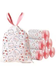 SHEIN 180个装垃圾袋抽绳防漏除臭重型小型垃圾袋适用于厨房浴室办公室汽车家庭节省空间超值装高强度多用途垃圾处理清洁用品无香型家居必需品 - 彩色 - 查看 2