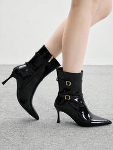 CUCCOO BIZCHIC Women's Fashion Black Pointed Toe High Heel Ankle Boots