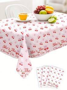 SHEIN 1 pieza de mantel con lazo de color rosa y cereza, decoración de cumpleaños en degradado rosa, mantel desechable con lazo, adecuado para fiestas de cumpleaños, bautizos, bodas y manteles de novia - Multicolor - Ver 6