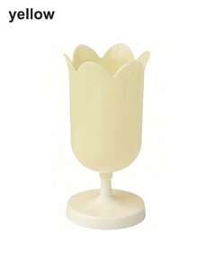 SHEIN 1Pc Tulip-Shaped Plastic Pen Holder - Desk Decoration Pen, Cosmetics And Stationery Pen Organizer Suitable For Student Study And Office Signature Pen Storage