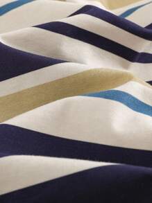 Cozy Pixies 2 pièces Ensemble Top à manches courtes col rond doux tricoté rayé coloré et short à taille élastique pour bébé garçon