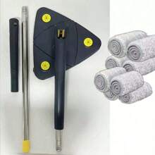 1pc Triangle Spin Mop With Hands-Free Wringing, Rotary Mop For Ceiling, Wall, Cabinet Cleaning, Multi-Function Heavy Duty Handle - Blue - View 10