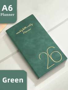 SHEIN 1pc A6 2026 Planner Notebook, Portable Schedule Notebook, 365-Day Time Management Notebook, Weekly & Daily Planning, Journal, Back To School/Start Of School Year Gift