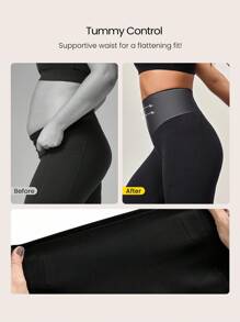 GLOWMODE 24 英寸 FeatherFit™-Sculpt 紧身防滑贴身收腹紧身裤带侧袋中等强度健身慢跑健身房训练