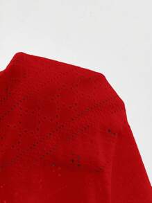 SHEIN Clasi Women's Elegant White Lace Short Sleeve Front Open Short Jacket In Fall/Winter - Red - View 7