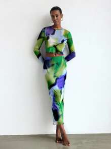 Maija 2pcs/Set Women Summer Top And A-Line Skirt, Fashionable - Multicolor - View 2