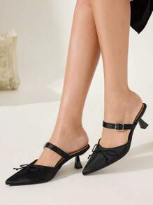 CUCCOO CHICEST Damen elegante spitze High Heels mit Schleifenakzent, vielseitige klassische Büropumps für Date, Nachmittagstee, Party, Schwarz - Schwarz - Übersicht 5