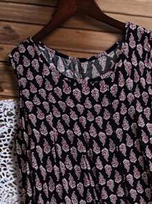 Rusticease Đầm suông rộng cổ tròn in họa tiết cỡ lớn cho nữ cỡ lớn không tay - Nhiều màu - Xem 5