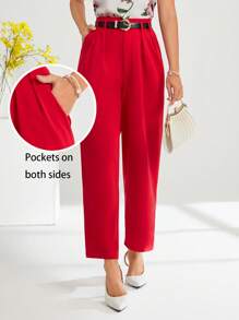 Amorya 女士高腰斜口袋西装裤春季女裤秋冬