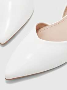 CUCCOO BIZCHIC Women's Fashion Pointed Toe Flat White Backless Slip-On Shoes, Minimalist Design, Versatile For Commuting And Daily Wear For Christmas - White - View 7